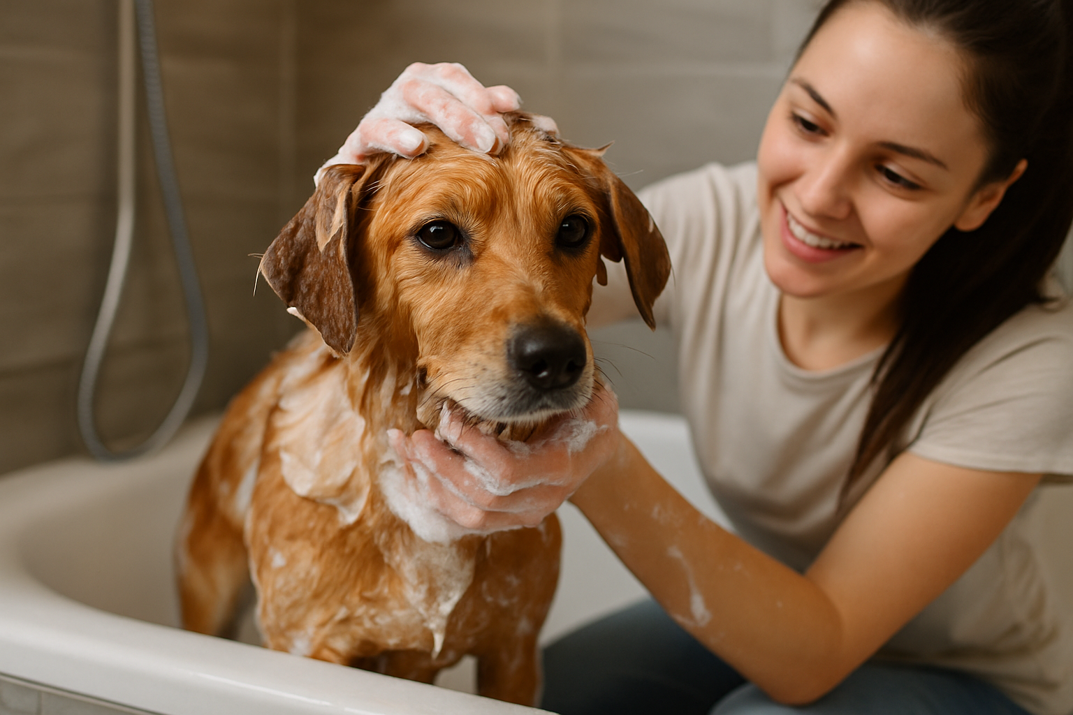 Cómo bañar a tu perro en casa sin estresarlo